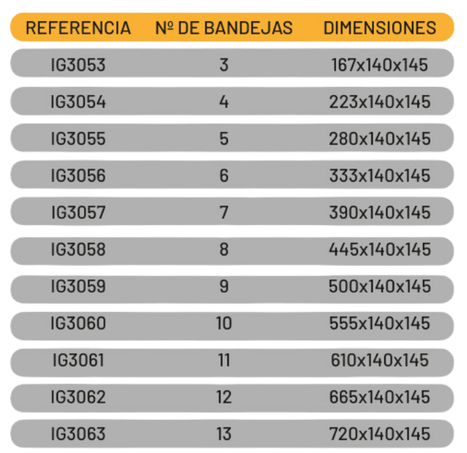 Medidas rack verticales con cierre de seguridad 133x133x54